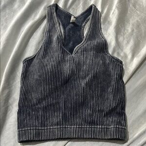 Zenana Outfitters Charcoal Ribbed Top